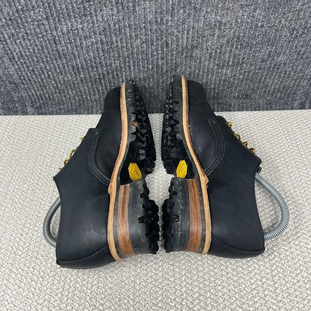 Georgia Logger Work Boots Heeled Black Leather Lace Up  Vibram Lug Sole Mens 9 M